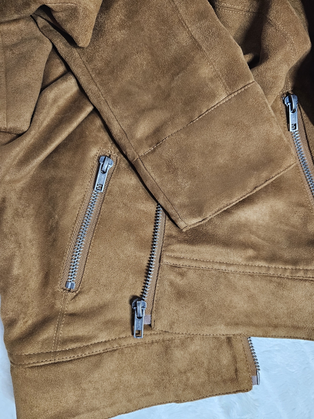 BCBGeneration Cropped Faux Suede Jacket - Caramel Brown - Picture 5 of 6